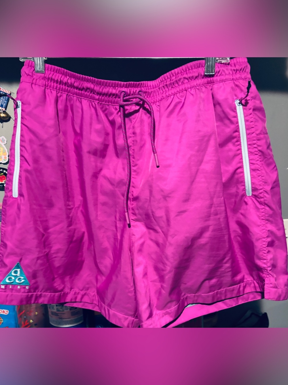 Nike ACG (All Conditions Gear) size large, Men’s, Hot Pink, zip pockets.